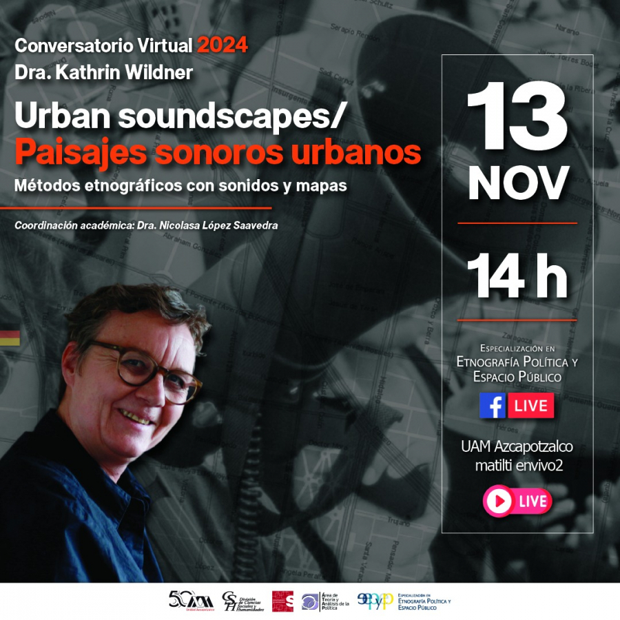 Conversatorio Virtual con la Dra. Kathrin Wildner, “Urban Soundscapes/Paisajes sonoros urbanos. Métodos etnográficos con sonidos y mapas”